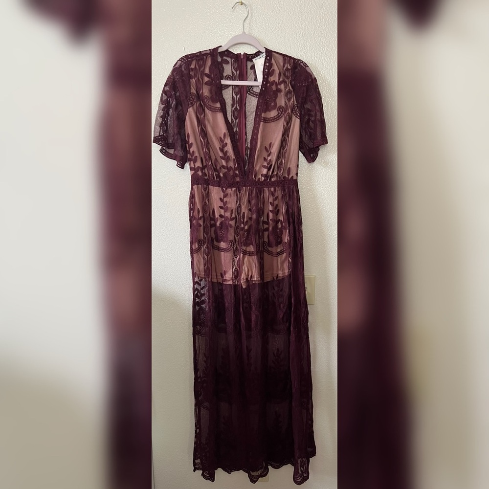 Crimson long maxi lace